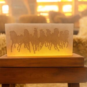 Vastu-Compliant Seven Running Horses Alabaster Lamp