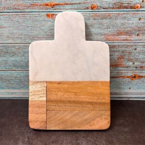 Marble And Wooden Cheese Board Elegant Two-Tone Chopping Board White Marble