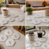 Marble Hexagon Coaster With Pink Mother Of Pearl-1 Marble Hexagon Coaster With Pink Mother Of Pearl