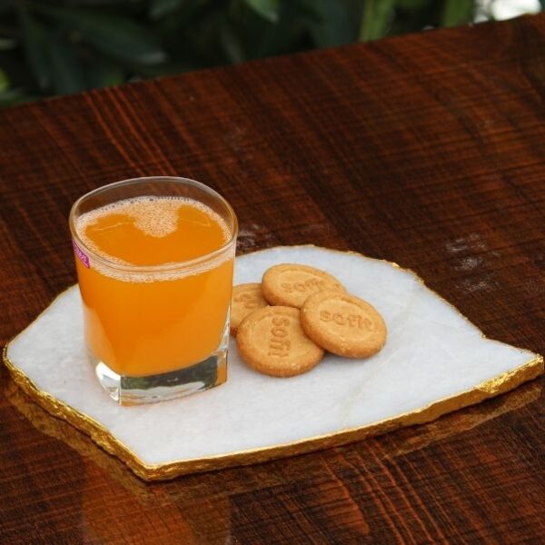 11 White Quartz Agate Cheese Platter With Gold Foil Edges