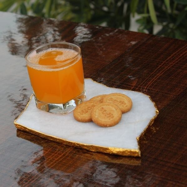 12 White Quartz Agate Cheese Platter With Gold Foil Edges