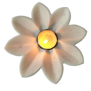 White Marble Flower Shaped T Light Candle Holder