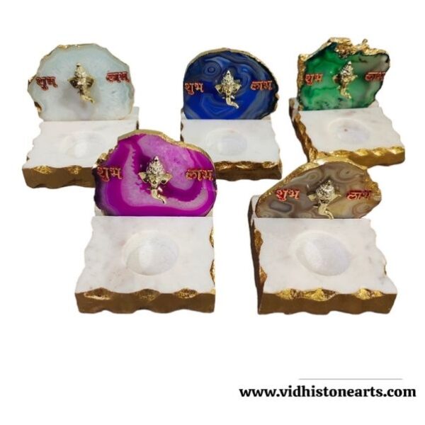 156 Marble Agate TLight Candle Holder 4X4X4