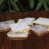 2 Rose Quartz Natural Shape Agate Coaster set of 4 With Gold Foil Edeges 3,5 To 4"