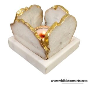 Marble Agate Stone T Light Candle Holder