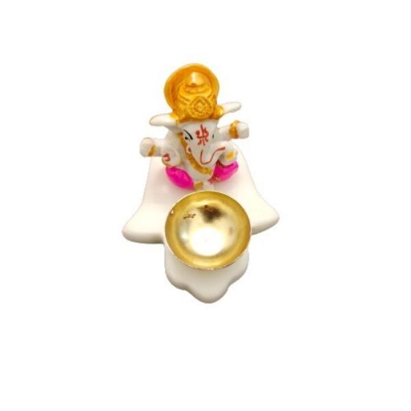 226 Marble Hamsa Hand Diya with Ganpati ji 2.5