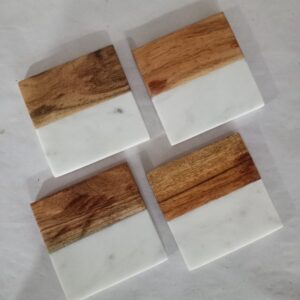 31 White Marble Wood Trivets