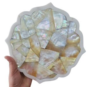 Marble Cheese Platter With Mother of Pearl Inlay