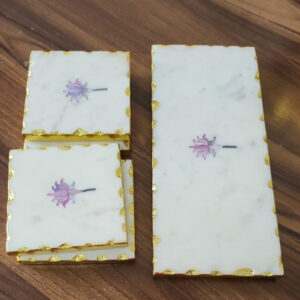 Marble Platter 10x4.5 Lotus Inlay Design