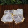 5 Rose Quartz Natural Shape Agate Coaster set of 4 With Gold Foil Edeges 3,5 To 4"
