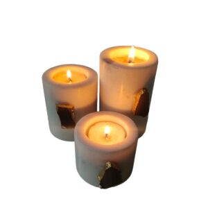 Marble Piler Candle Holder with Agate stone Set of 3pcs