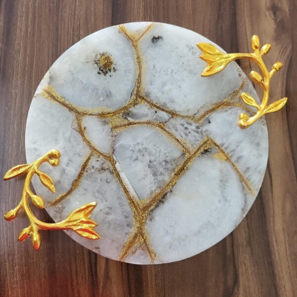 Marble Platter With Mother of Pearl Inlay Design