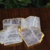 6 Rose Quartz Natural Shape Agate Coaster set of 4 With Gold Foil Edeges 3,5 To 4"