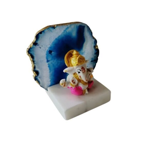 74 Agate Ganesh Figurine on a marble base 2.75"