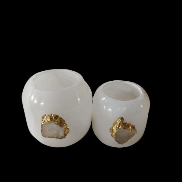 96 Alabaster Candle Holder With Agate Stone