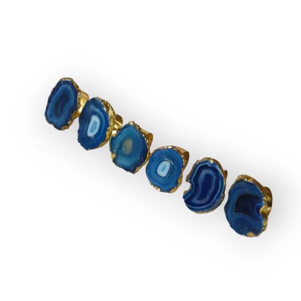Blue Agate Natural Stone Napkin Rings (Set of 6) - Elegant Table Decor