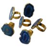 Blue Agate Natural Stone Napkin Rings (Set of 6) - Elegant Table Decor
