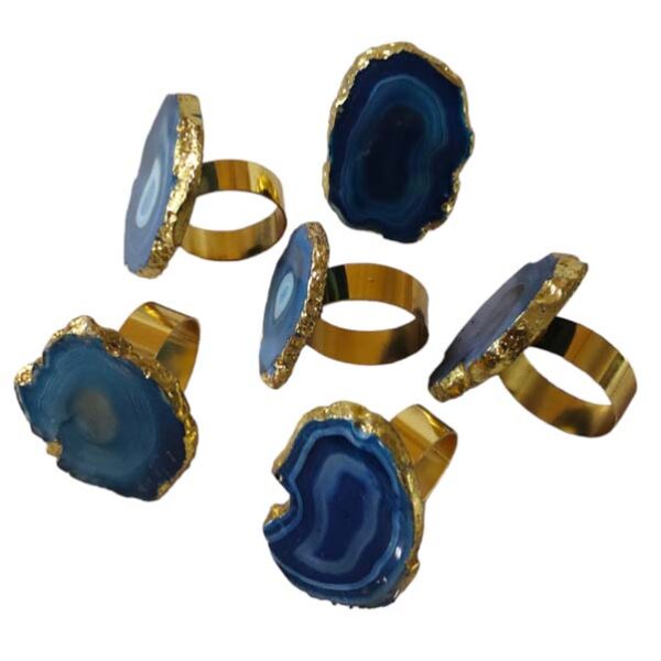 Blue Agate Natural Stone Napkin Rings (Set of 6) - Elegant Table Decor