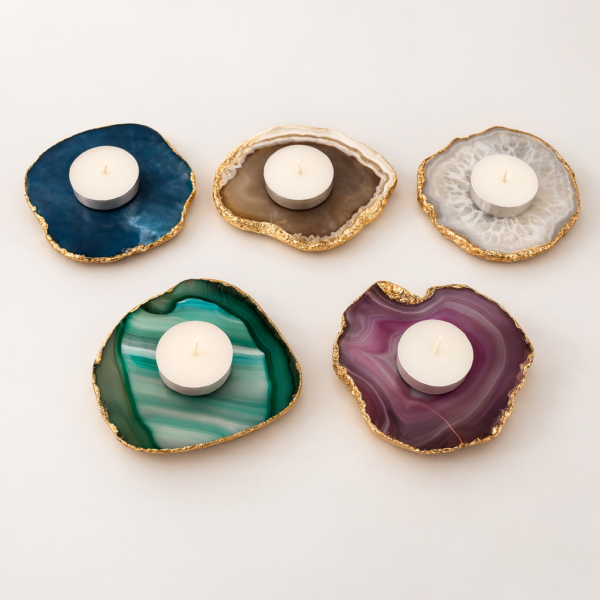 Agate-Candle-Holder-With-Gold-Edges-1 Agate Candle Holder With Gold Edges