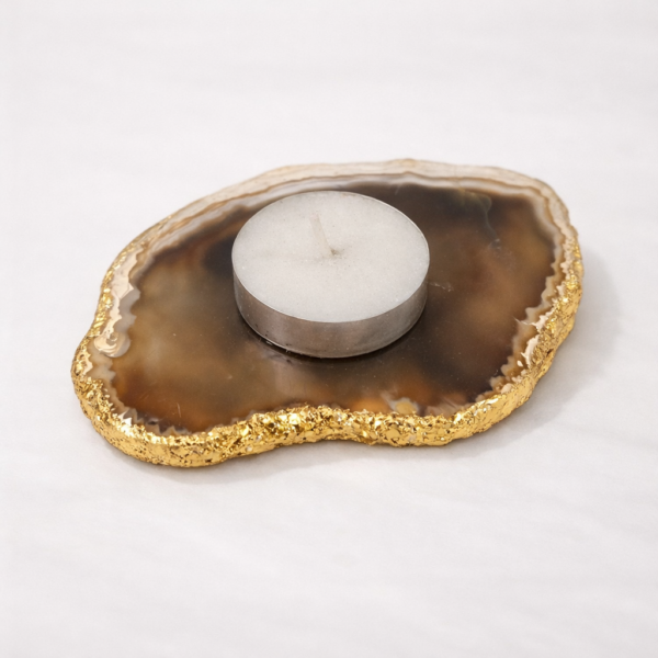Agate-Candle-Holder-With-Gold-Edges Agate Candle Holder With Gold Edges