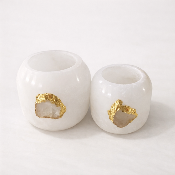 Alabaster-Candle-Holder-With-Agate-Stone