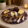 Amethyst Agate Stone Cheese Platter With Round 10″ Amethyst Agate Stone Cheese Platter With Round 10″