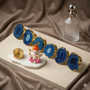 Blue-Agate-Natural-Stone-Napkin-Rings Blue Agate Natural Stone Napkin Rings Set of 6