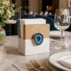 Elegant Two-Tone Napkin Holder Marble & Mango Wood with Blue Agate Detail 5″ Elegant Two-Tone Napkin Holder Marble & Mango Wood with Blue Agate Detail 5″