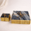 Grey Marble Trivets 8"set of 4pcs with Coaster set of 6 Gold edge