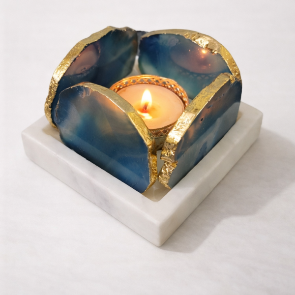 Marble-Agate-Stone T-Light-Candle-Holder Marble Agate Stone T Light Candle Holder