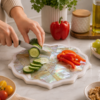 Marble Cheese Platter With Mother of Pearl Inlay Marble Cheese Platter With Mother of Pearl Inlay