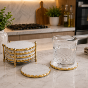 Marble Coaster Gold Foil Edge