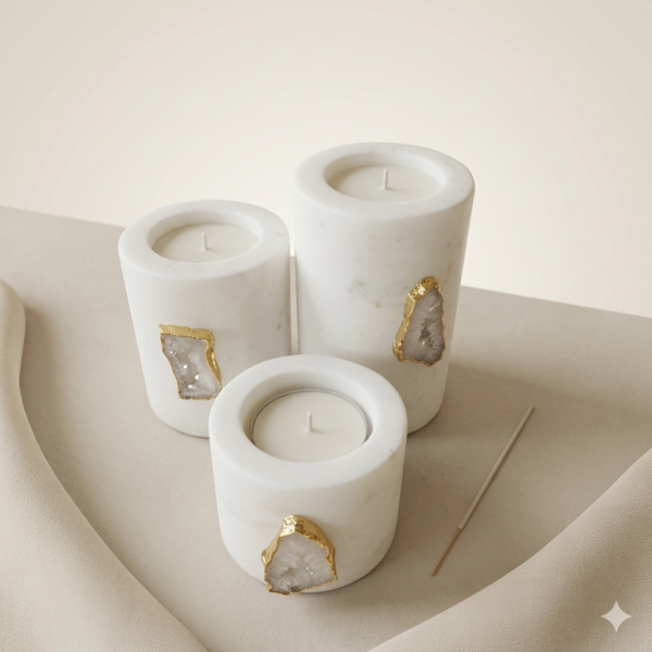 Marble-Piler-Candle-Holder-with-Agate-stone-Set-of-3pcs-1 Marble Piler Candle Holder with Agate stone Set of 3pcs