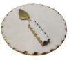 Marble-cake-stand-with-server-1 Marble Cake Stand With Metal Base & Cheese Knife 10 Inches