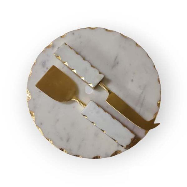 Marble-cake-stand-with-server-set-of-2-1 Marble Cake Cheese Platter 10 With Knife Set