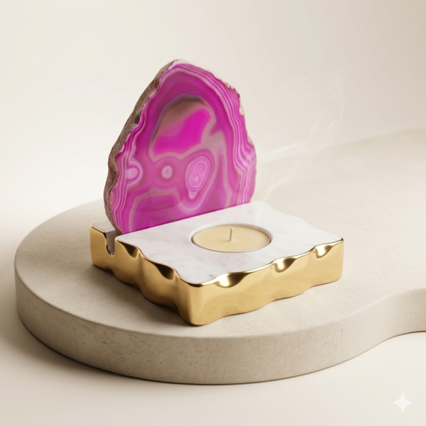 Pink Agate Marble Tealight Candle Holder 4×4-2 Pink Agate Marble Tealight Candle Holder 4×4