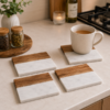 White Marble Wood Trivets 8″set of 4pcs