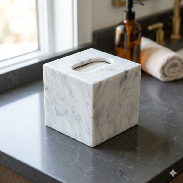 Marble-Tissue-Holder White Marble Tissue Holder