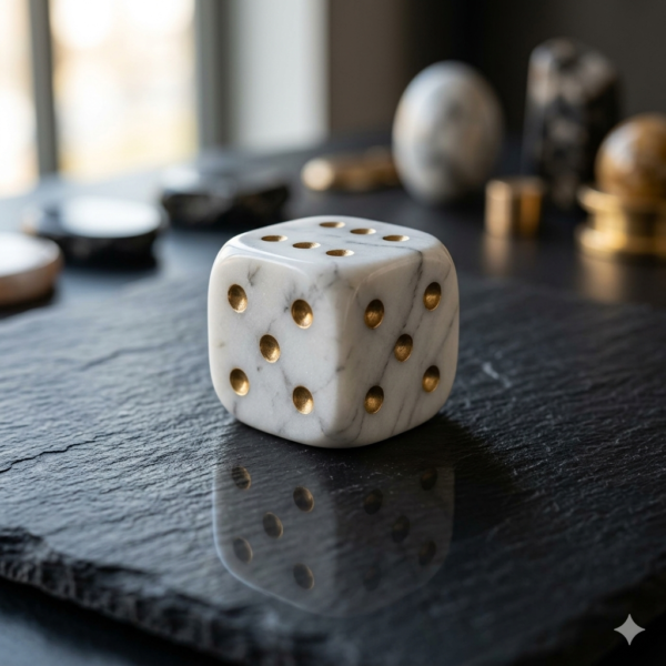 White-Marble Six-Sided-Dice-Inlay-Design White Marble Six-Sided Dice Inlay Design
