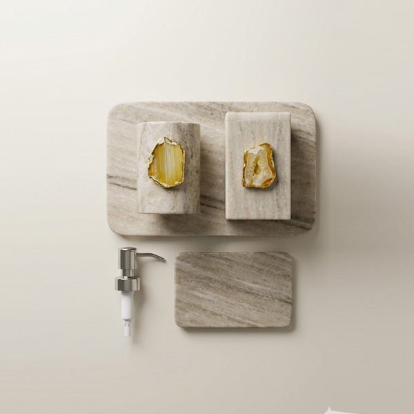 Luxury Beige Marble Bathroom Accessories set
