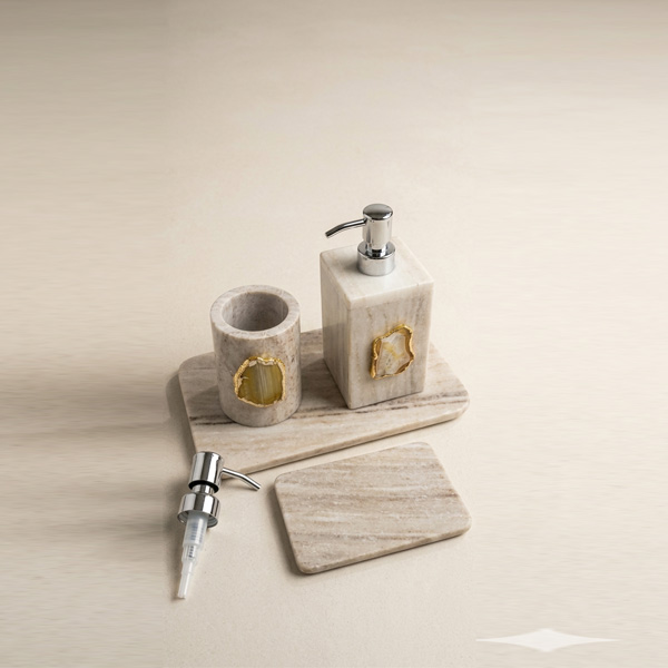 Luxury Beige Marble Bathroom Accessories set - Vidhi