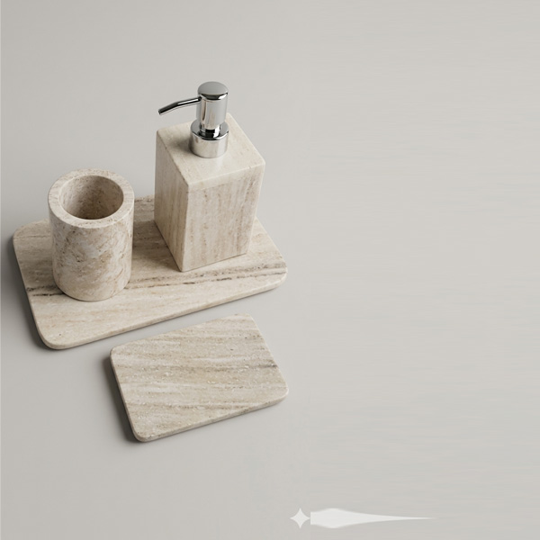 1-3 Beige Marble Bathroom Accessories set