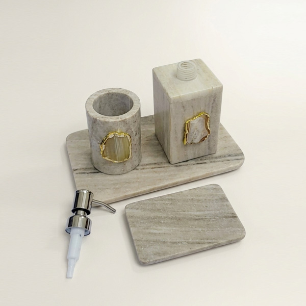 Luxury Beige Marble Bathroom Accessories set