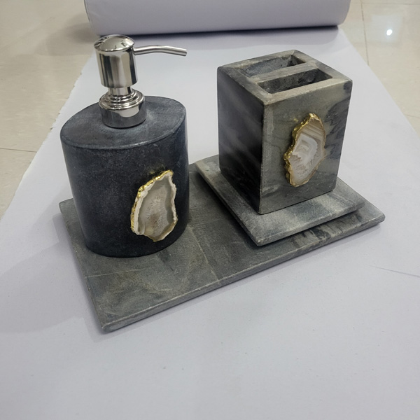 6-3 Grey Marble Bathroom Soap Dispenser