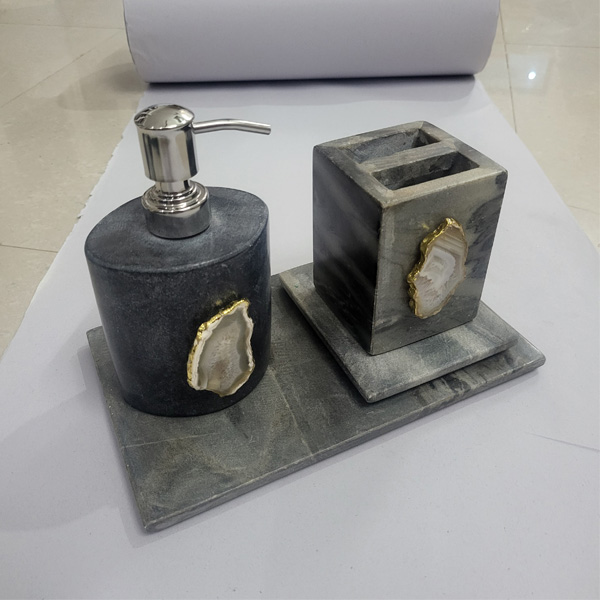 6-4 Grey Marble Bathroom Soap Dispenser