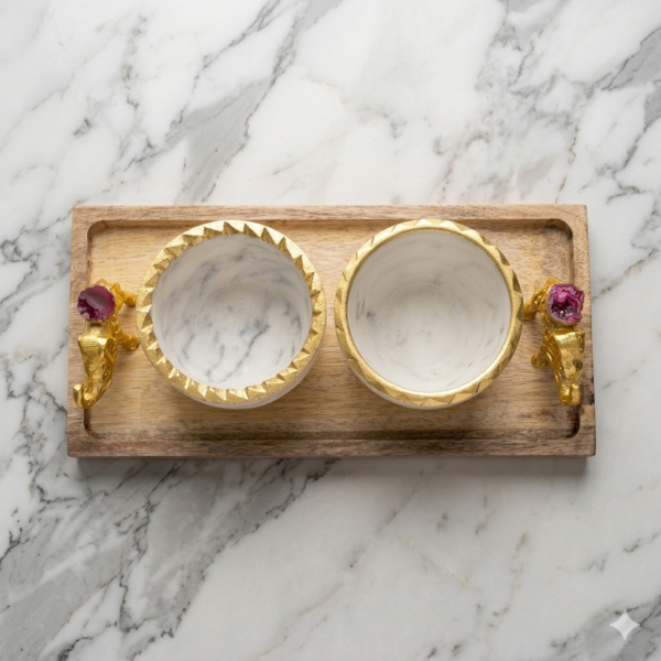 Gemini_Generated_Image_hop6achop6achop6 White Marble Bowl Set of 2 With Wooden Tray