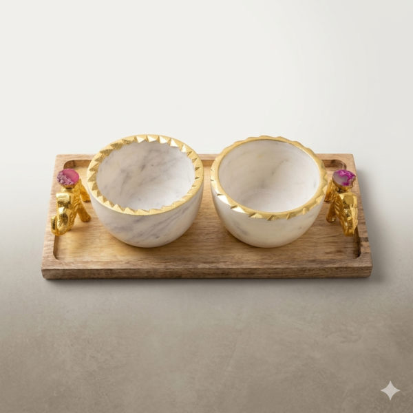 Gemini_Generated_Image_ke9sccke9sccke9s White Marble Bowl Set of 2 With Wooden Tray