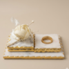11 Luxury White Marble Coaster Set with Gold Foil Edge