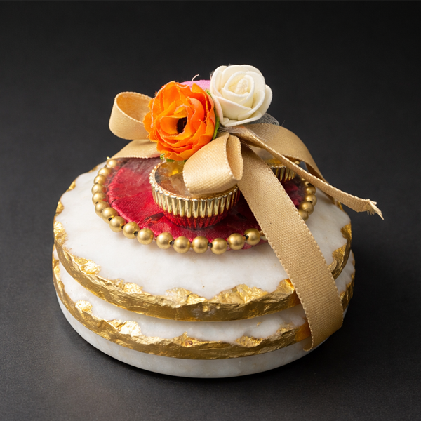 Gifting-item-2 Handcrafted Decorative Marble Coaster With Roli Chawal Plate
