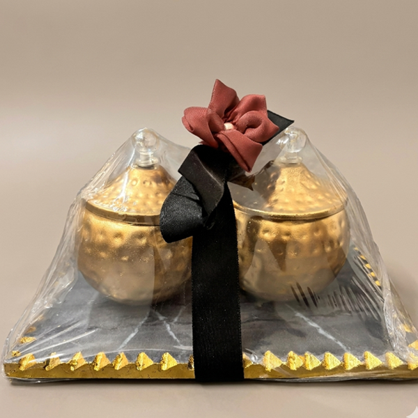 Hammered Metal Dry Fruit Jar Gift Set